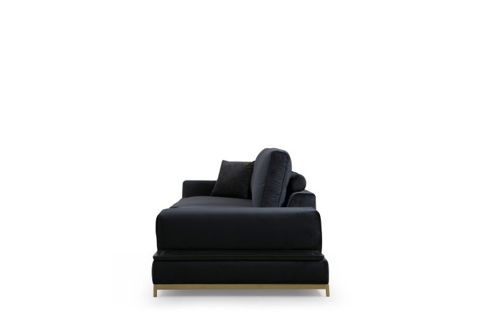Atelier Del Sofa Sofá de 4 Plazas con Mesa Lateral - Negro y Dorado Atelier Del Sofa Sofá de 4 Plazas con Mesa Lateral - Negro y Dorado